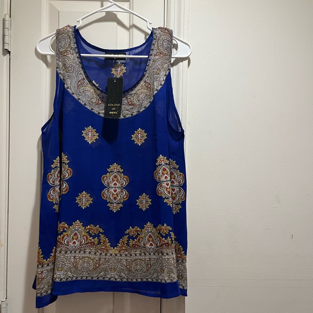 NWT Colors of India sleeveless blouse size M
